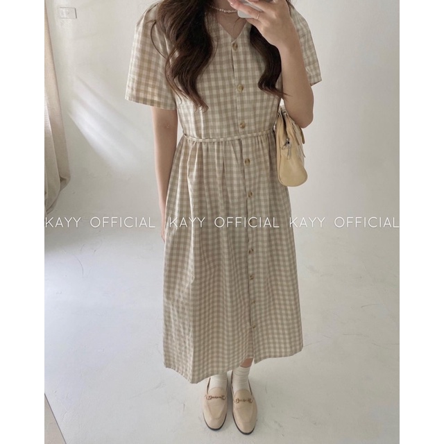KAYY. Váy kẻ caro khuy dọc - Vkch