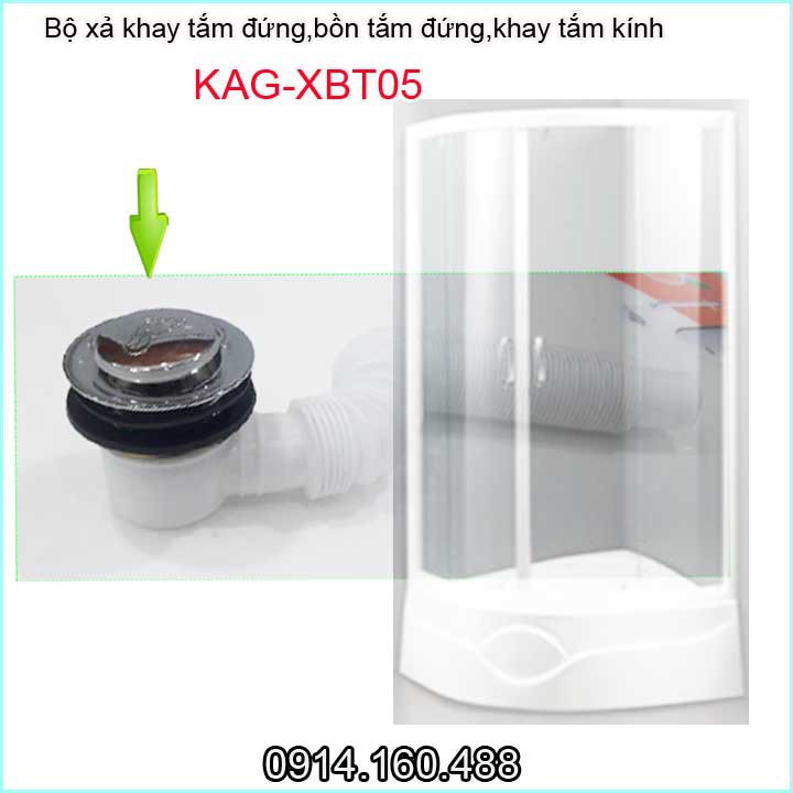 Bộ xả bồn tắm đứng KAG-XBT05, xả bồn tắm kính, Bộ xả khay tắm đứng xả đạp chân thoát nước nhanh sử dụng tốt