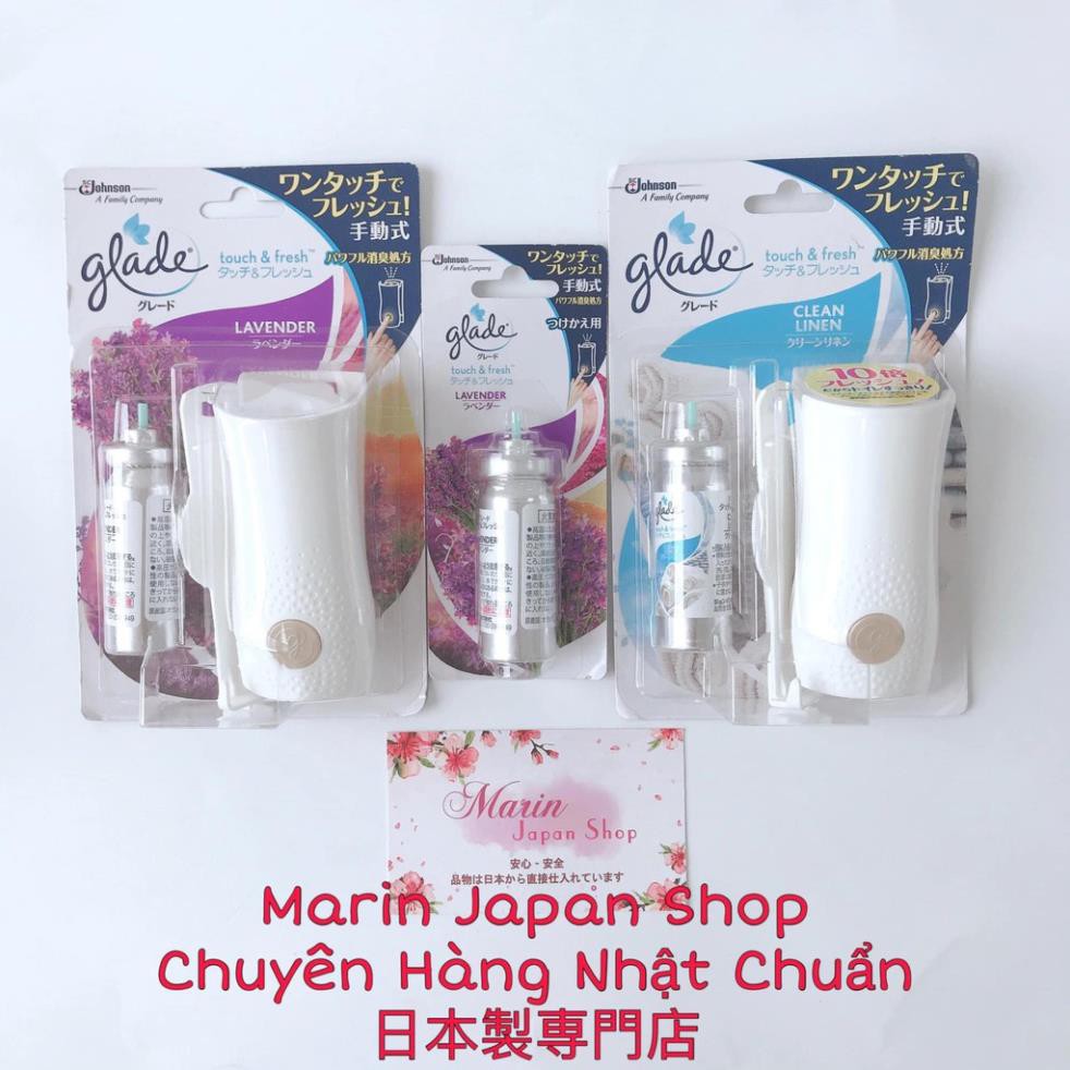 Máy xịt thơm phòng tự động GLADE + 1 lõi thay thế 14ml hương oải hương lavendar và làm sạch không khí phòng khử mùi