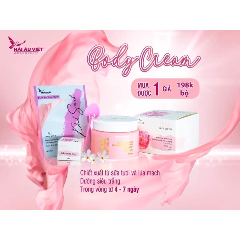 Bộ kem trắng da Body Pink  -Trắng không hồi tone-trắng da sau 5-7 ngày sử dụng