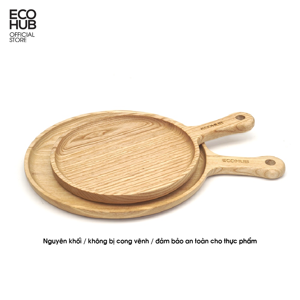 Khay gỗ tự nhiên ECOHUB đựng cà phê thấp cạnh (Wooden Coffee Tray) | EH019