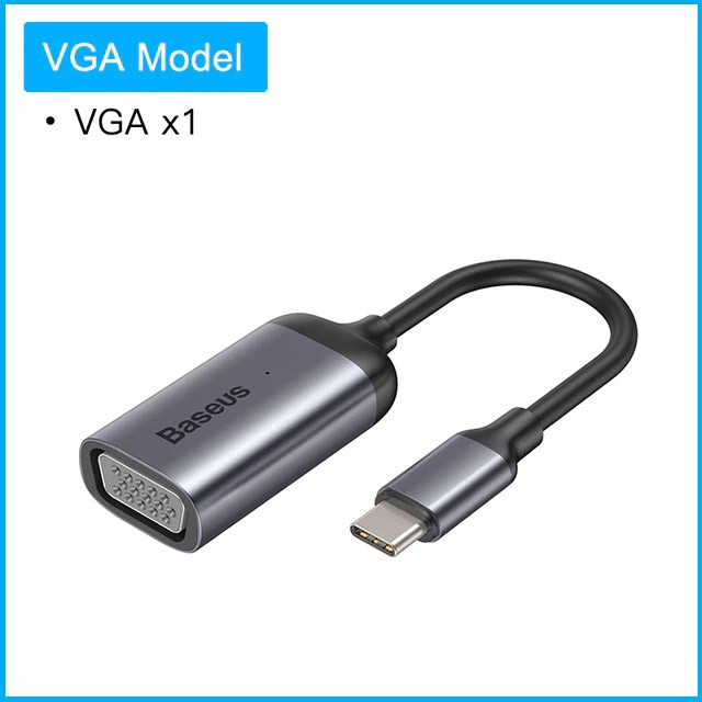 Adapter Type C to VGA Baseus hỗ trợ xuất hình ảnh 2K/60Hz từ điện thoại , laptop, Macbook lên tivi, máy chiếu