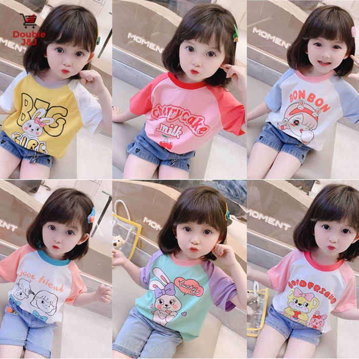 Áo Thun bông Tay Ngắn Dễ Thương Cho Bé Gái 0-9 Tuổi