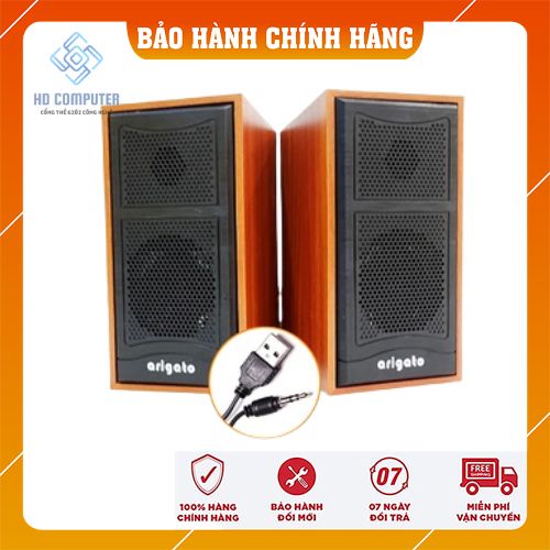 Loa máy tính vi tính laptop mini để bàn vỏ gỗ Arigato M22 Bảo Hành 6 Tháng