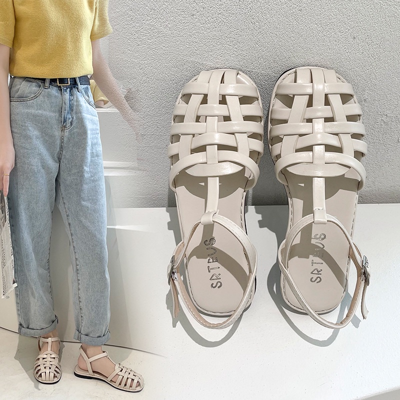 Giày sandal IELGY đế bệt đan dây xinh xắn thời trang dành cho nữ