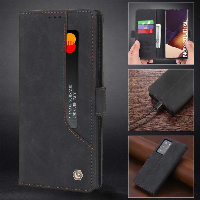 Bao Da Điện Thoại Dạng Ví Nắp Lật Hít Nam Châm Có Nhiều Ngăn Đựng Thẻ Cho Samsung Note20 Ultra / Note10 / Note9 / S22 / S23+ S23Ultra / A23