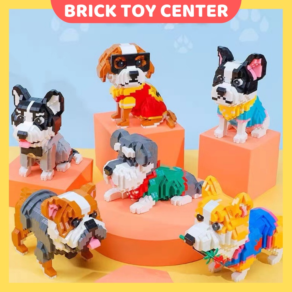 Đồ chơi mô hình động vật Balody lắp ghép chó Husky Corgi Bulldog mèo hoàng gia dễ thương
