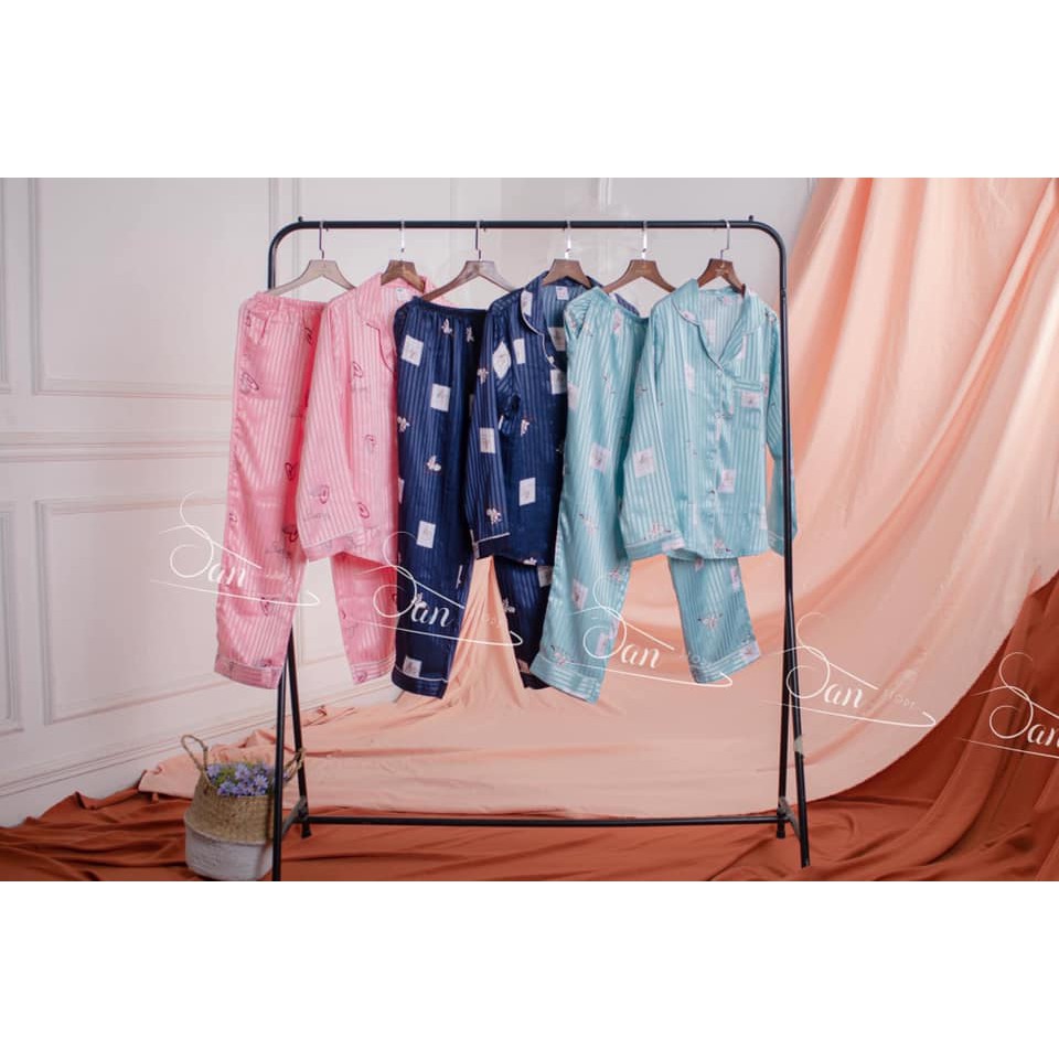 Đồ ngủ pijama nữ bằng lụa satin cao cấp, mặc ở nhà, đồ bộ pijama đẹp kín đáo, set quần áo riêng,Tay ngắn quần dài | BigBuy360 - bigbuy360.vn