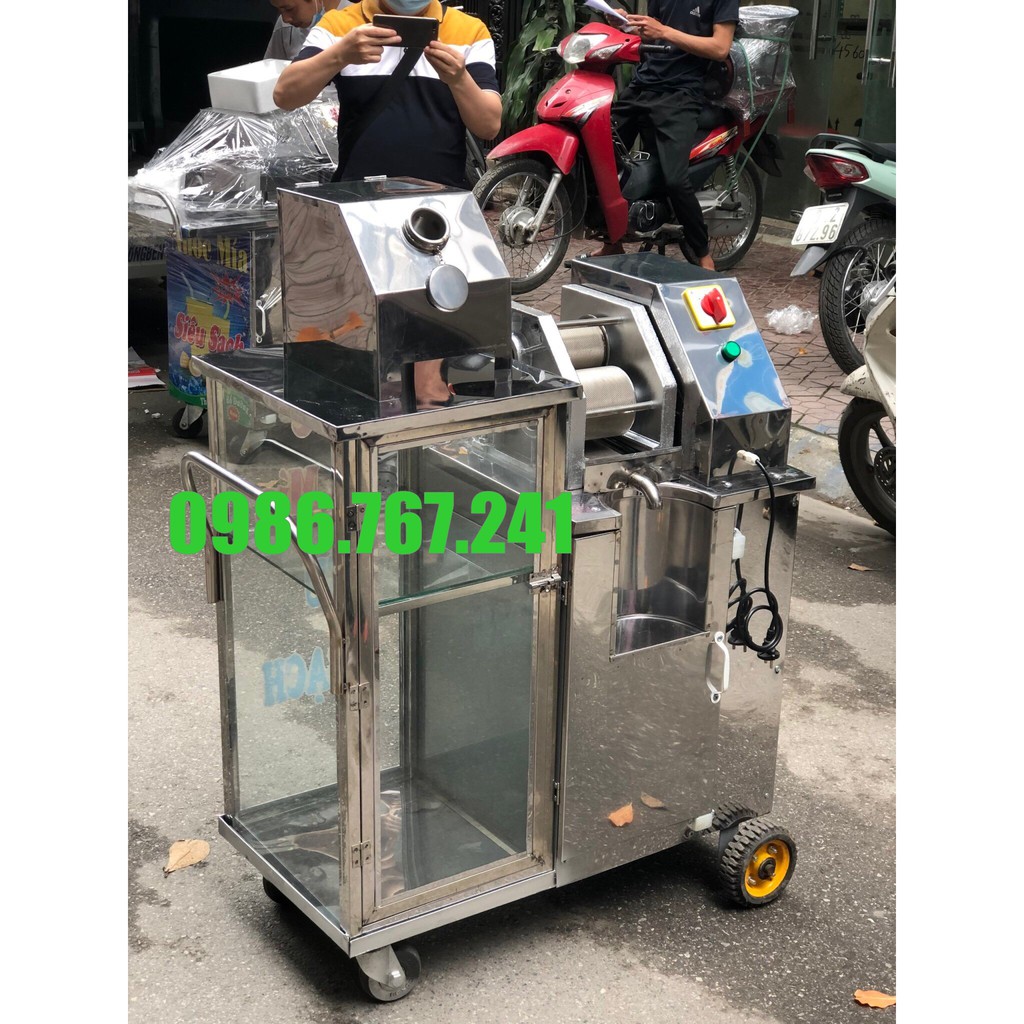 Máy ép nước mía chạy điện dân dụng, moto 1500W, 3 lô quả nhám , ép siêu sạch