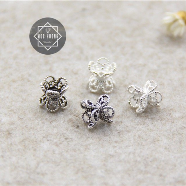 [GIÁ BUÔN] Charm bạc ốp đôi, bọc hạt đá - Hàng bạc loại 1 siêu đẹp PH119