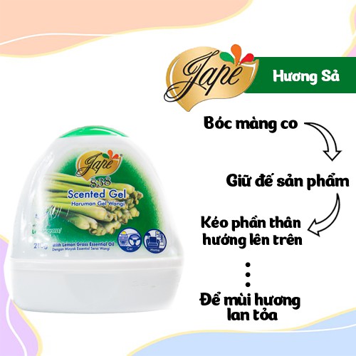 Sáp Thơm Khử Mùi Jape 838 Thơm Lâu Mùi Nhẹ Nhàng Tự Nhiên - Hương Sả - 210g