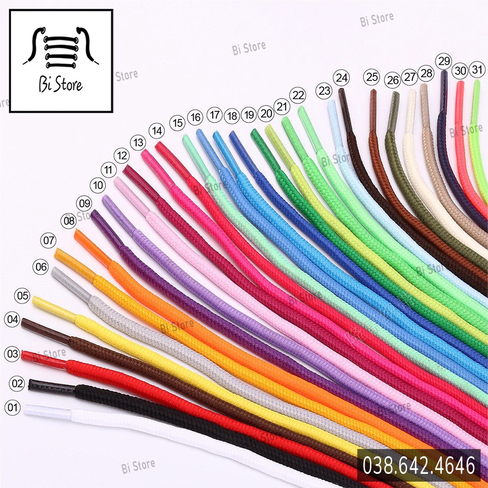 Dây giày tròn dài 80cm đủ màu dành cho các loại giày thể thao / sneaker cổ ngắn