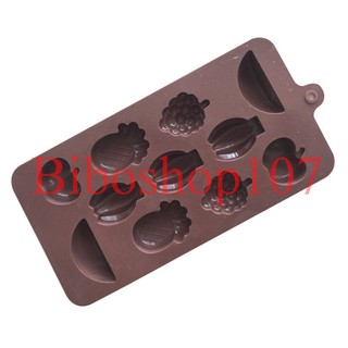 Khuôn silicon làm kẹo, thạch, rau câu, socola 11 hình hoa quả