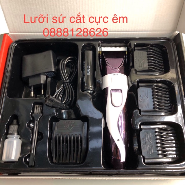 Tông đơ cắt tóc lưỡi sứ - pin trâu - cắt cực êm- bền 9600