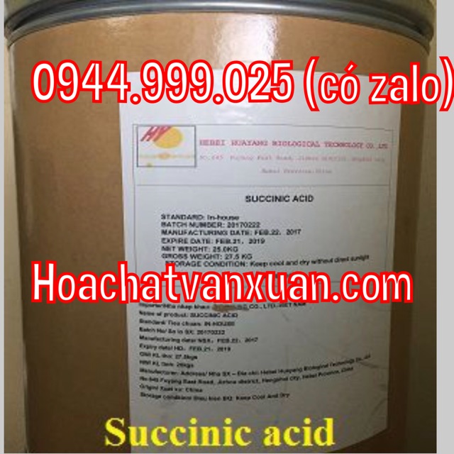 Hoá chất Succinic aci.d CAS 110-15-6 C4H6O4 túi 500g axi.t sucinic - thùng 25kg bán lẻ