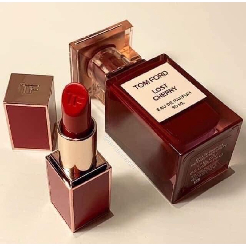 Son TOM.FORD Lost Cherry  LC 01 đỏ tươi nền hồng full size bản 3gr
