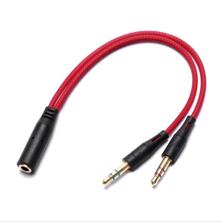 Dây 2 đầu Jack loa 3.5 chuyển tai nghe phone thành loa và mic máy tính / gộp audio và mic 3.5 ra tai nghe loại NGẮN