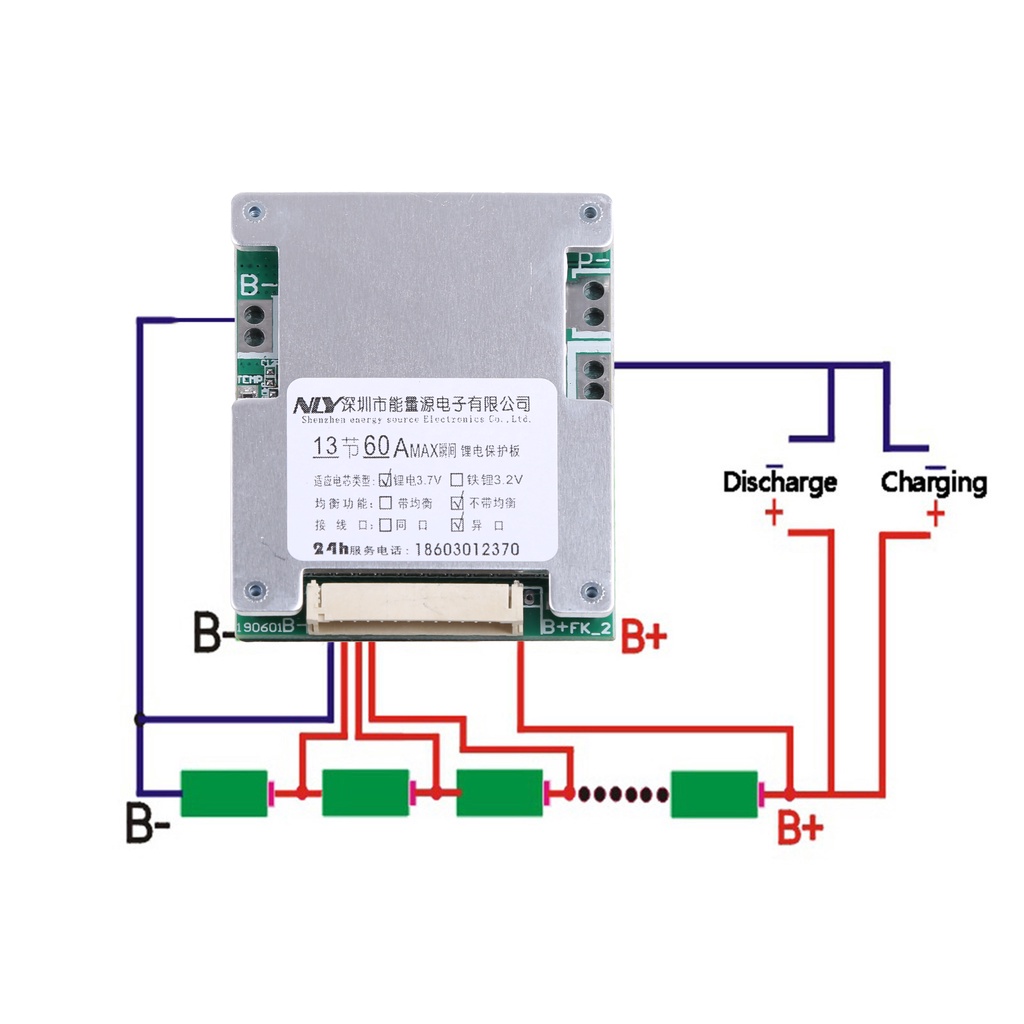 Bảng Mạch Bảo Vệ Pin Li-ion 13S 48V 60A