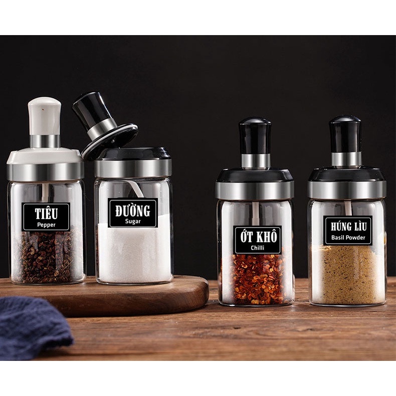 Nhãn Dán Phân Loại Gia Vị Decal Dán Cho Hủ Gia Vị & Bình Dầu Ăn, Nước Mắm - Gia Dụng Plus