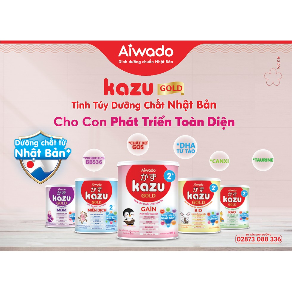[Tinh tuý Nhật Bản] Sữa bột KAZU Miễn Dịch GOLD số 0+ Lon 810g