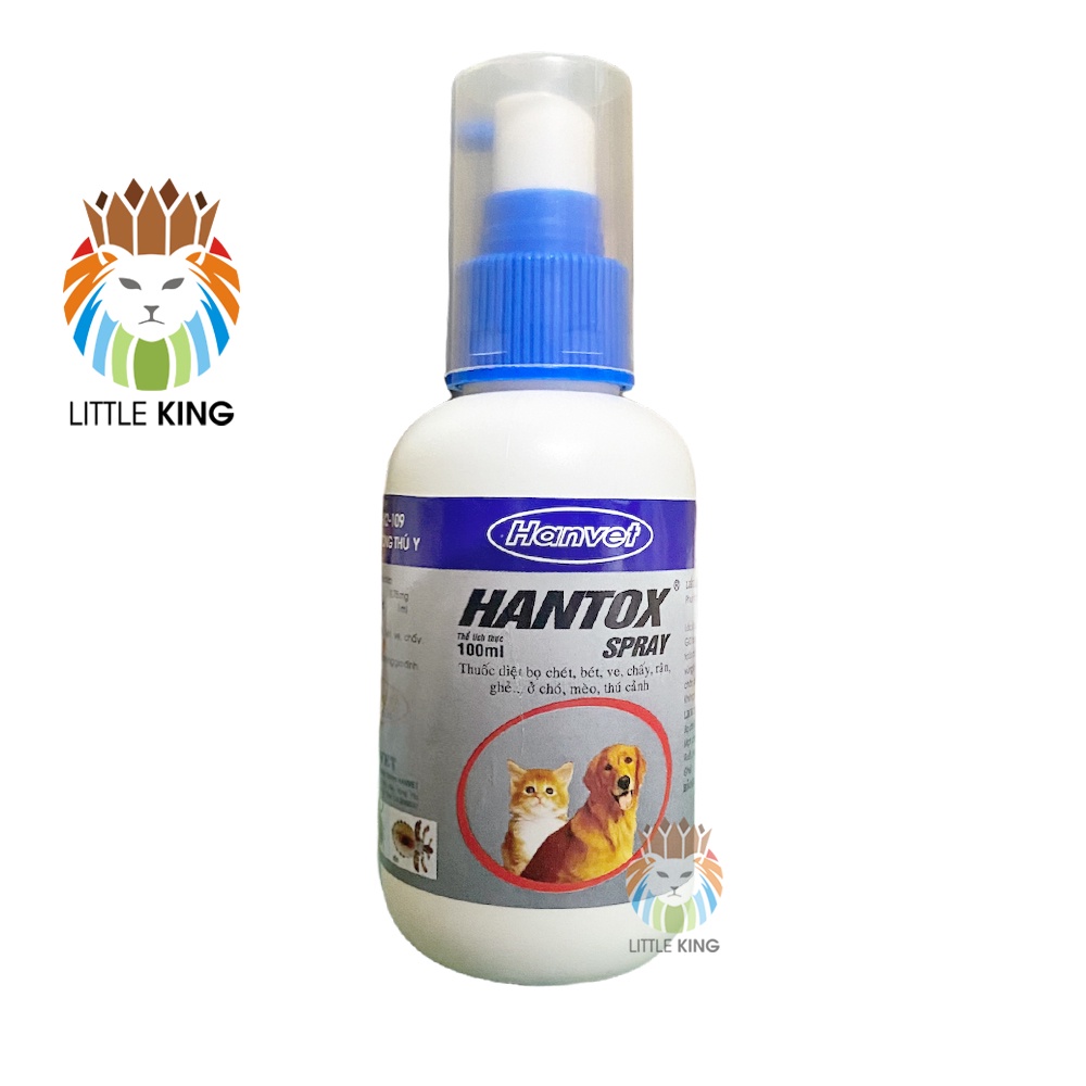 Hantox spray 100ml Chai xịt ngoài da diệt ve rận, bọ chét, ký sinh trùng cho chó mèo, thú cưng Little King pet shop