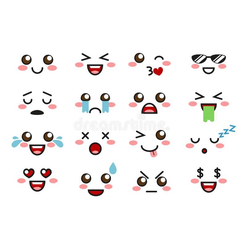 Sticker dán smil mồm miệng mắt cute30-60 hình dán miệng mồm biểu tượng cảm xúc mouth/ Sticker cute biểu cảm dễ thương