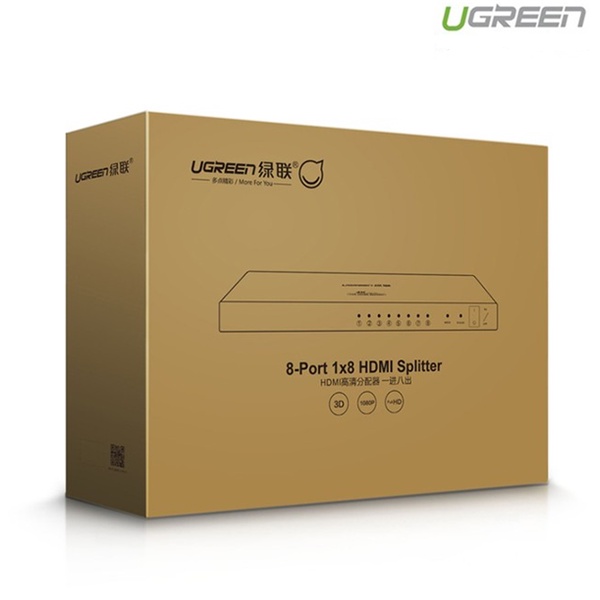 Bộ chia HDMI 1 vào 8 ra hỗ trợ Full HD Ugreen 40203 - Hàng Chính Hãng bảo hành 18 tháng