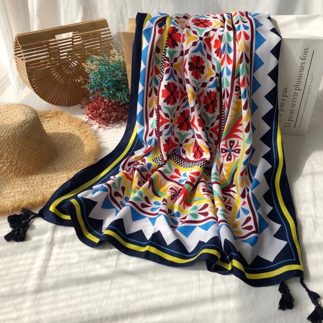 Khăn choàng du lịch biển khăn choàng boho in hoạ tiết thổ cẩm
