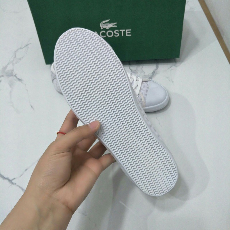 giày nữ đế bằng hoa văn thương hiệu vải cao cấp lacoste