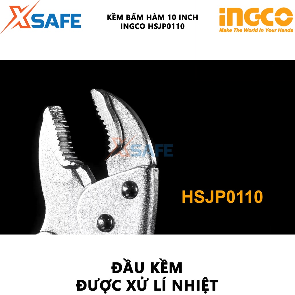 Kìm bấm hàm INGCO HSJP0110 Kềm bấm chết size 10 inch, thép Cr-V mạ Niken siêu bền