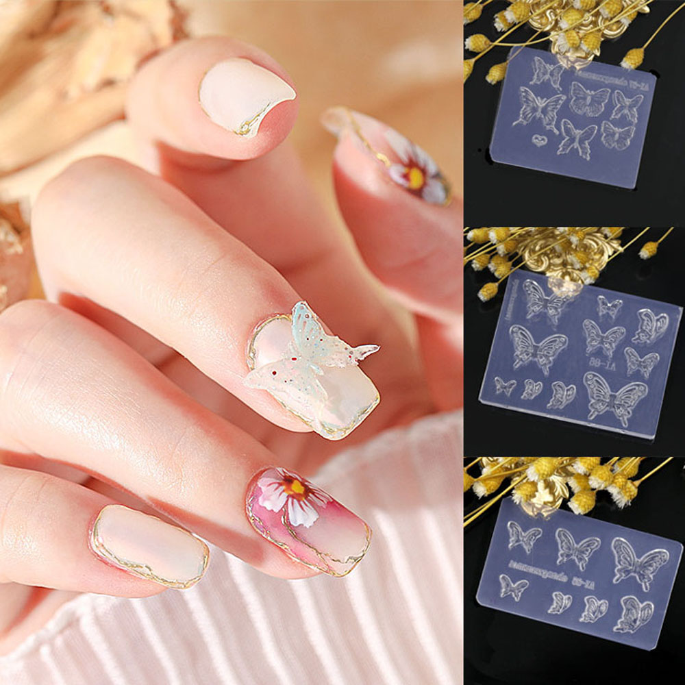 [Hàng mới về] Khuôn silicon tạo hình trang trí móng tay 3D trong suốt sử dụng tiện lợi