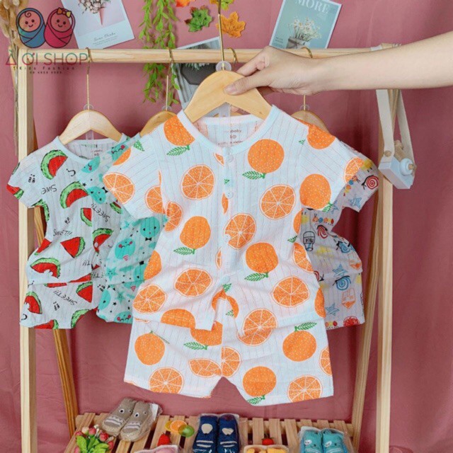 Set 05 bộ cotton giấy cộc tay cài cúc giữa cho bé, hàng siêu đẹp - 𝐁𝐎𝟏-𝐂𝐎𝐌𝐁𝐎𝟓