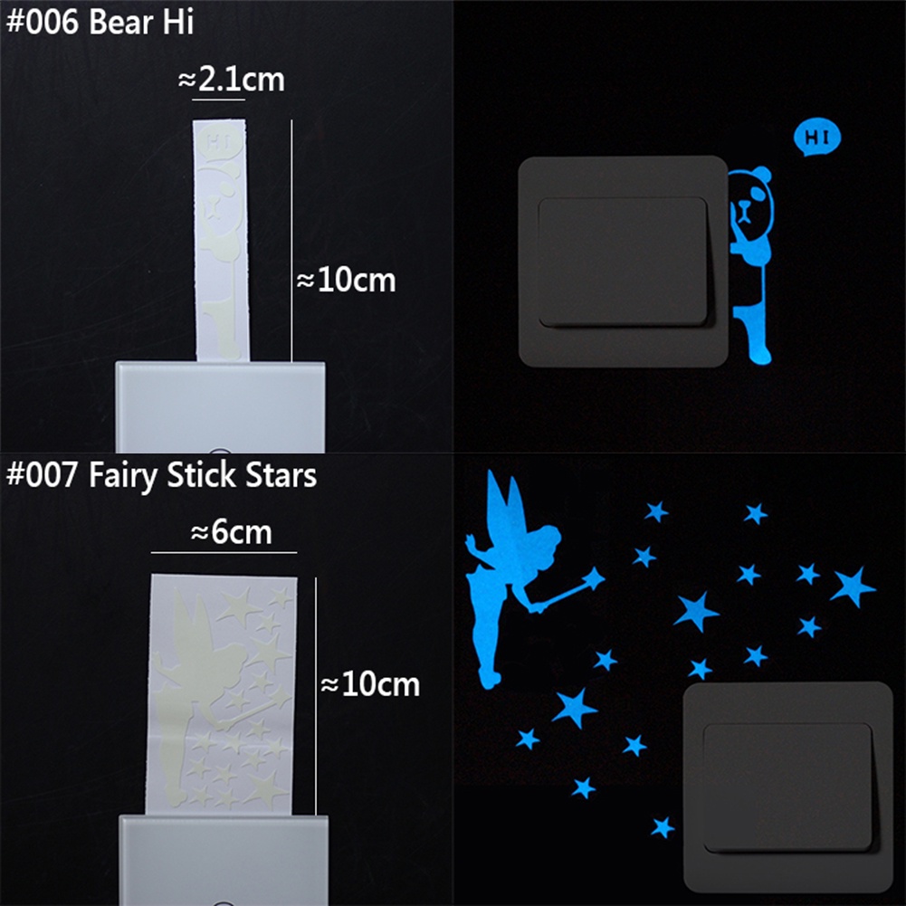 Miếng Dán Tường Trang Trí Công Tắc Đèn Họa Tiết Hoạt Hình Dạ Quang Phát Sáng Trong Bóng Tối