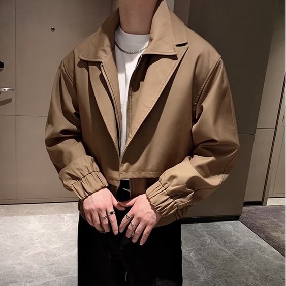 Áo khoác giả hai lớp tay dài dáng rộng màu trơn phong cách hàn quốc thời trang cao cấp cho nam jacket nam from rộng áo khoác bóng chày bigsize áo sơ mi nam dài tay simple fashion áo nam đẹp