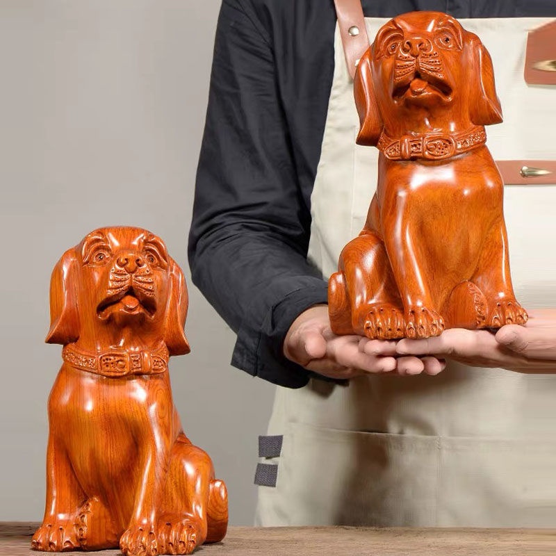 Tượng Gỗ Mun Hình Chú Chó Hoàng Đạo Chạm Khắc Thủ Công Trang Trí Nội Thất Phòng Khách