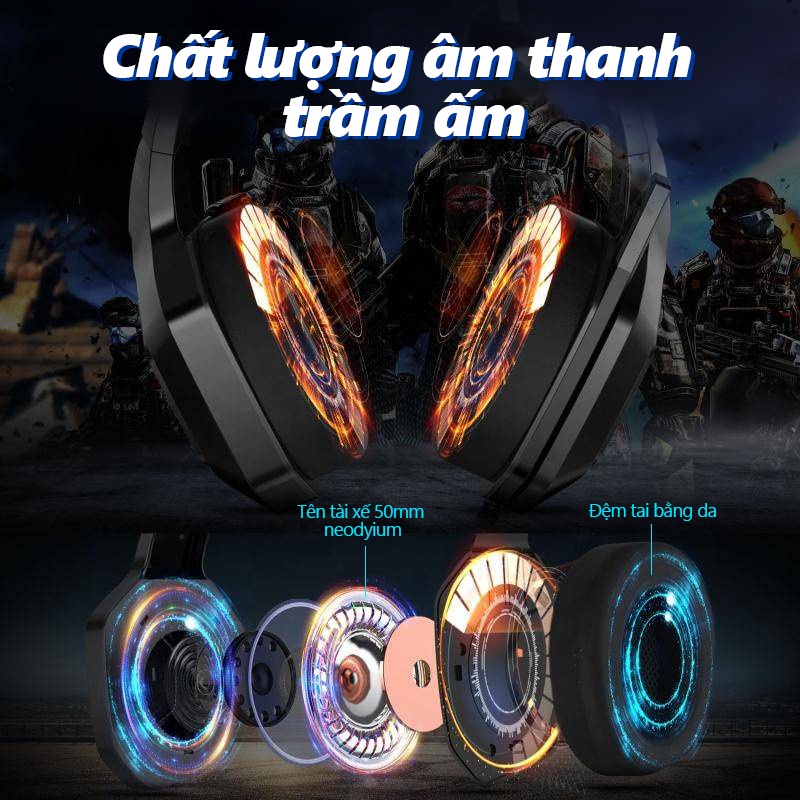 ONIKUMA K10 Tai Nghe Trùm Đầu Chơi Game Ps4 Rgb Led Cho Pc Laptop Ps4,Online