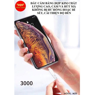Cáp sạc chính hãng Sendem M25, chân Lightning iphone, Micro Usb,dây dù chống đứt, hỗ trợ xạc nhanh 3A xịn