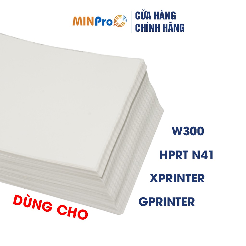 Máy in nhiệt MINPRO W300 in đơn hàng TMĐT kèm khay và 1000 tờ giấy in nhiệt 76x130 bóc dán tiện lợi