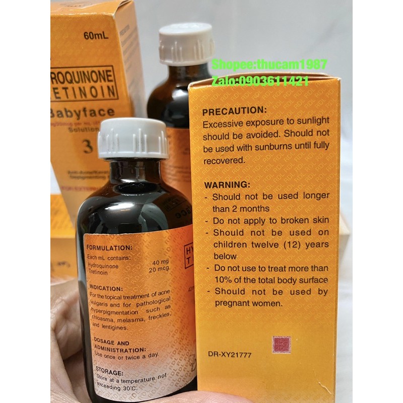 toner RDL tẩy tế bào chết , loại bỏ mụn ,thâm, nám , tàn nhang,  thâm do mụn hydroquinone, tretinoin babyface 3 , 60ml. | BigBuy360 - bigbuy360.vn