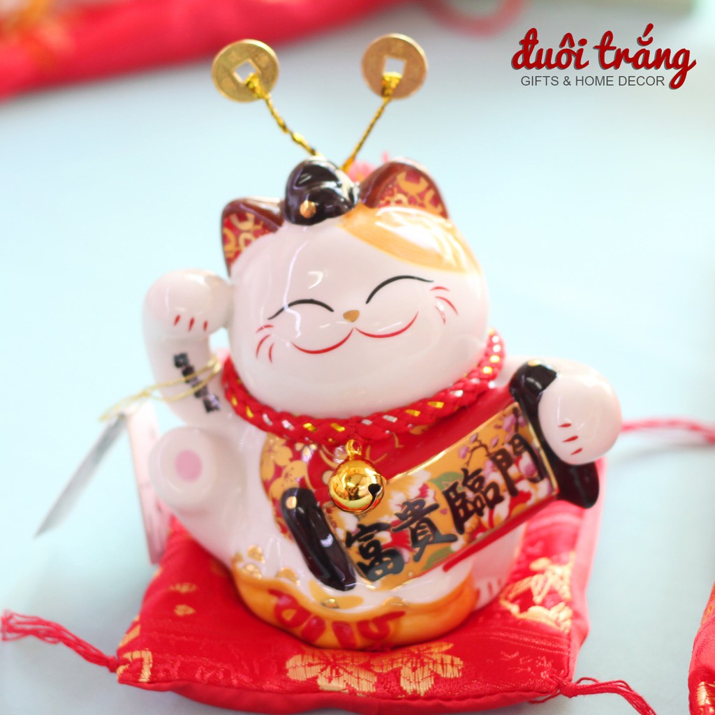 Mèo Thần tài Jinshi Mũ quan "Phú Quý Lâm Môn" 10cm