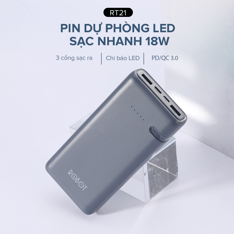 Pin Sạc Dự Phòng ACOME AP201 RT21 20000mAh Sạc Nhanh 22.5W  2 Cổng USB Micro Type c QC3.0 - BẢO HÀNH 18 THÁNG