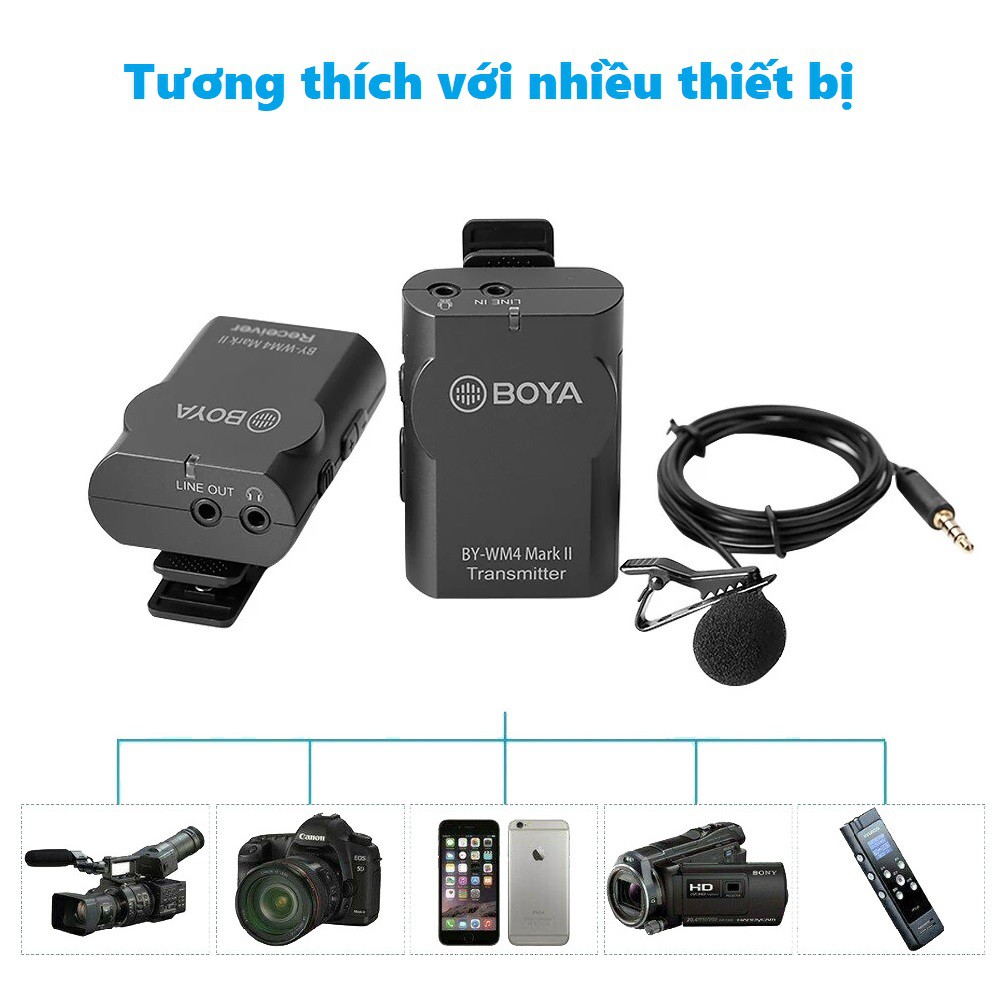Micro không dây BOYA WM4 Mark II (thế hệ 2) sử dụng cho điện thoại, máy quay - Microphone cho điện thoại và máy quay