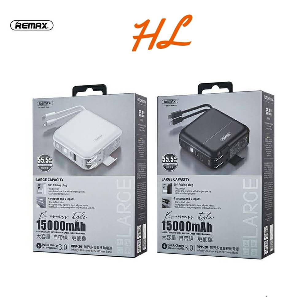 Pin Sạc Dự Phòng REMAX RPP-20 Dung Lượng 15000mAh - Hỗ trợ sạc nhanh PD 3.0 và QC 3.0 - Hưng Long PC