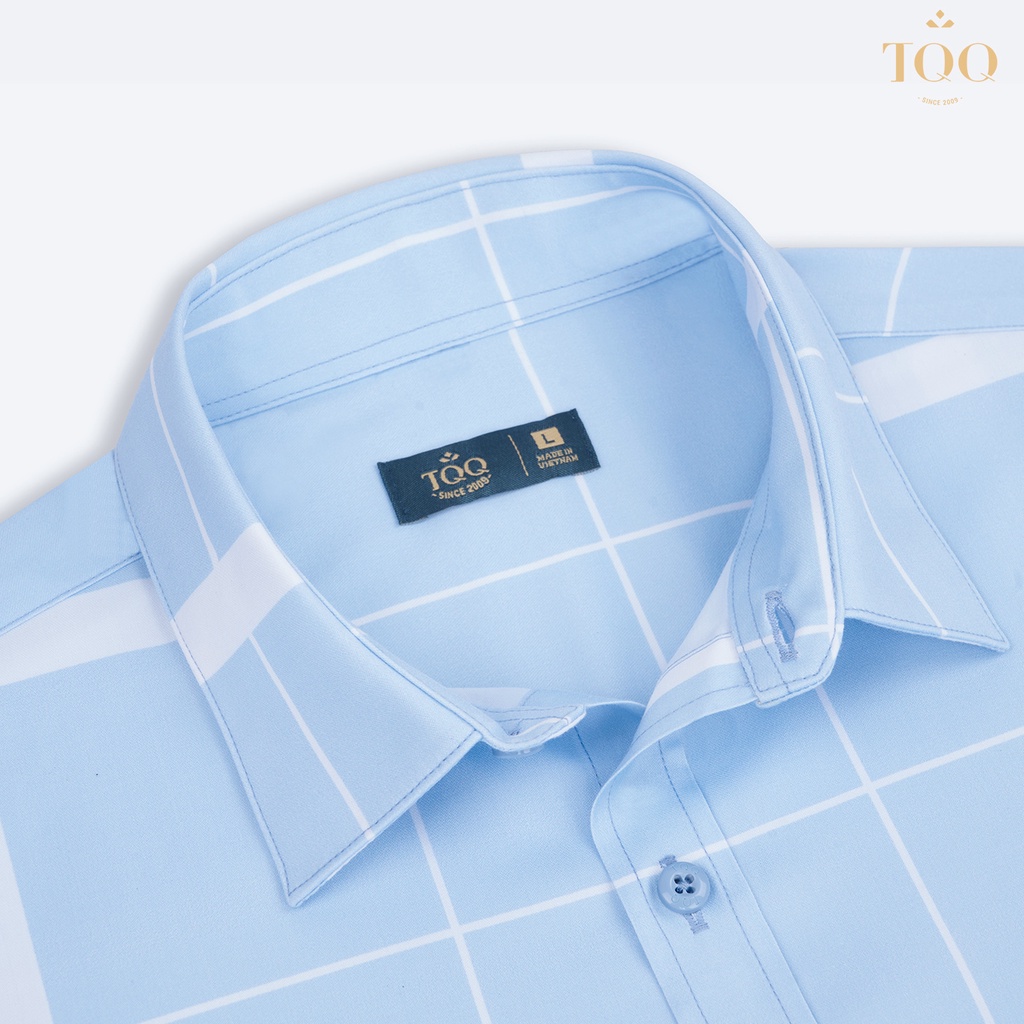 Áo sơ mi nam dài tay TQQ dáng Super Slim ôm body K470 màu xanh nhạt chất liệu Viscose thoáng mát hạn chế nhăn