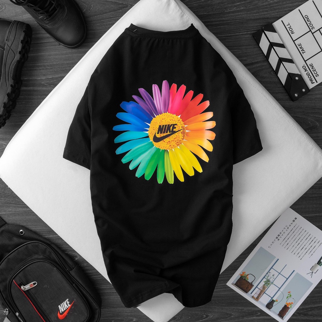 Áo Thun Thể Thao N!ke Nam Nữ Chính Hãng - Giá Rẻ - Chất Lượng 100% cotton - In Hình Hoa Cúc Logo N!ke