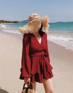 JUMPSUIT ĐỎ TẦNG CỘT EO
