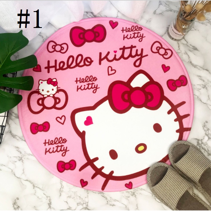 Thảm Chùi Chân Chống Trượt Hình Tròn Hello Kitty Dễ Thương 365
