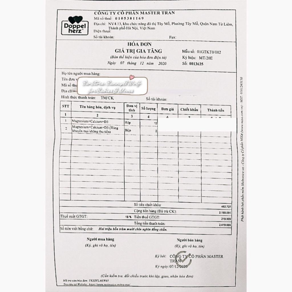 Magnesium + Calcium + D3 Doppel Herz Nội địa Đức Hộp 30 viên [Date mới nhất]