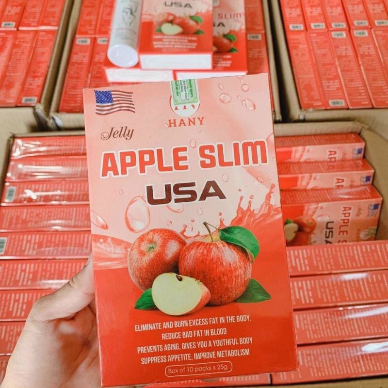 Thạch Táo Giảm Cân Hany - Thạch Táo Apple slim USA hộp 10 gói