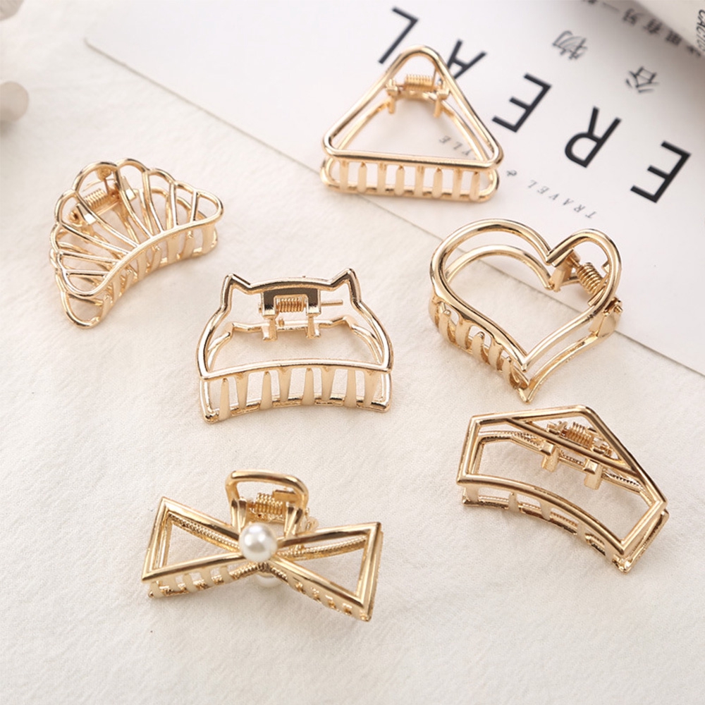 Kẹp tóc càng cua mạ kim loại bóng phong cách Hàn Quốc nhiều kích cỡ xinh xắn cho nữ